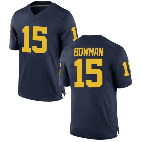 Alan Bowman Michigan Wolverines Men's NCAA #15 Navy Game Brand Jordan College Stitched Football Jersey SMV8354MX